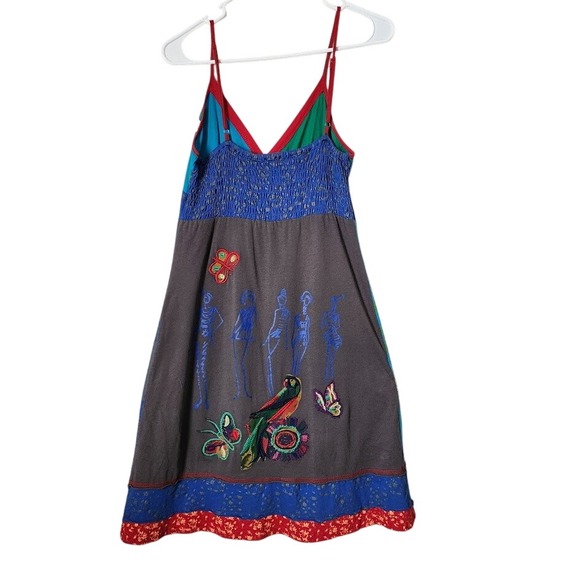KESSLEY patchwork slip dress embroidered boho y2k sundress S - Picture 3 of 12